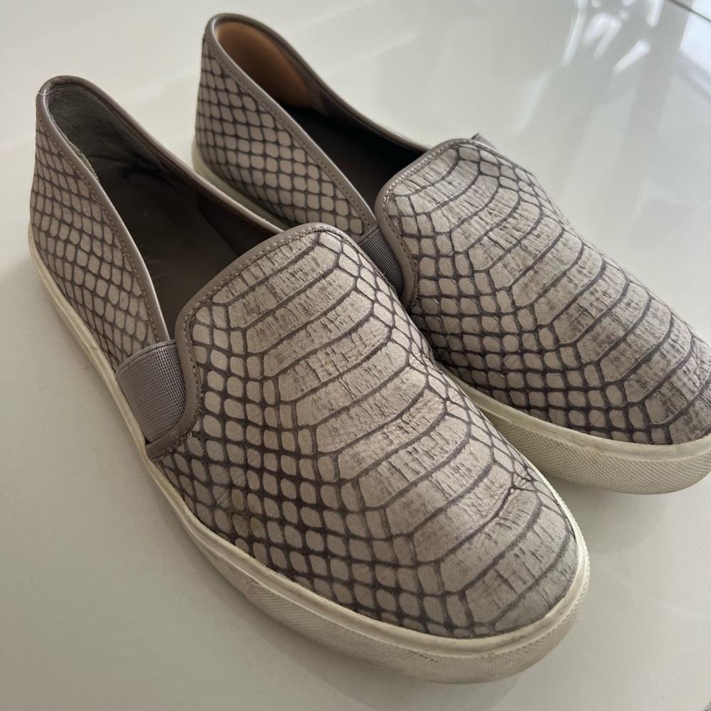 Vince snake print slip on sneakers, size 6